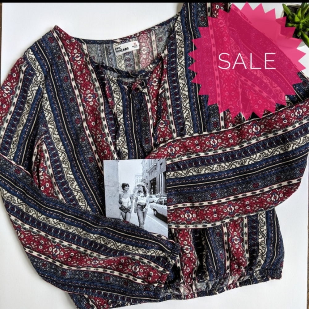 Epic Threads Crop Top Stripe Floral